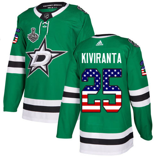 Adidas Dallas Stars 25 Joel Kiviranta Green Home Authentic USA Flag Youth 2020 Stanley Cup Final Stitched NHL Jersey
